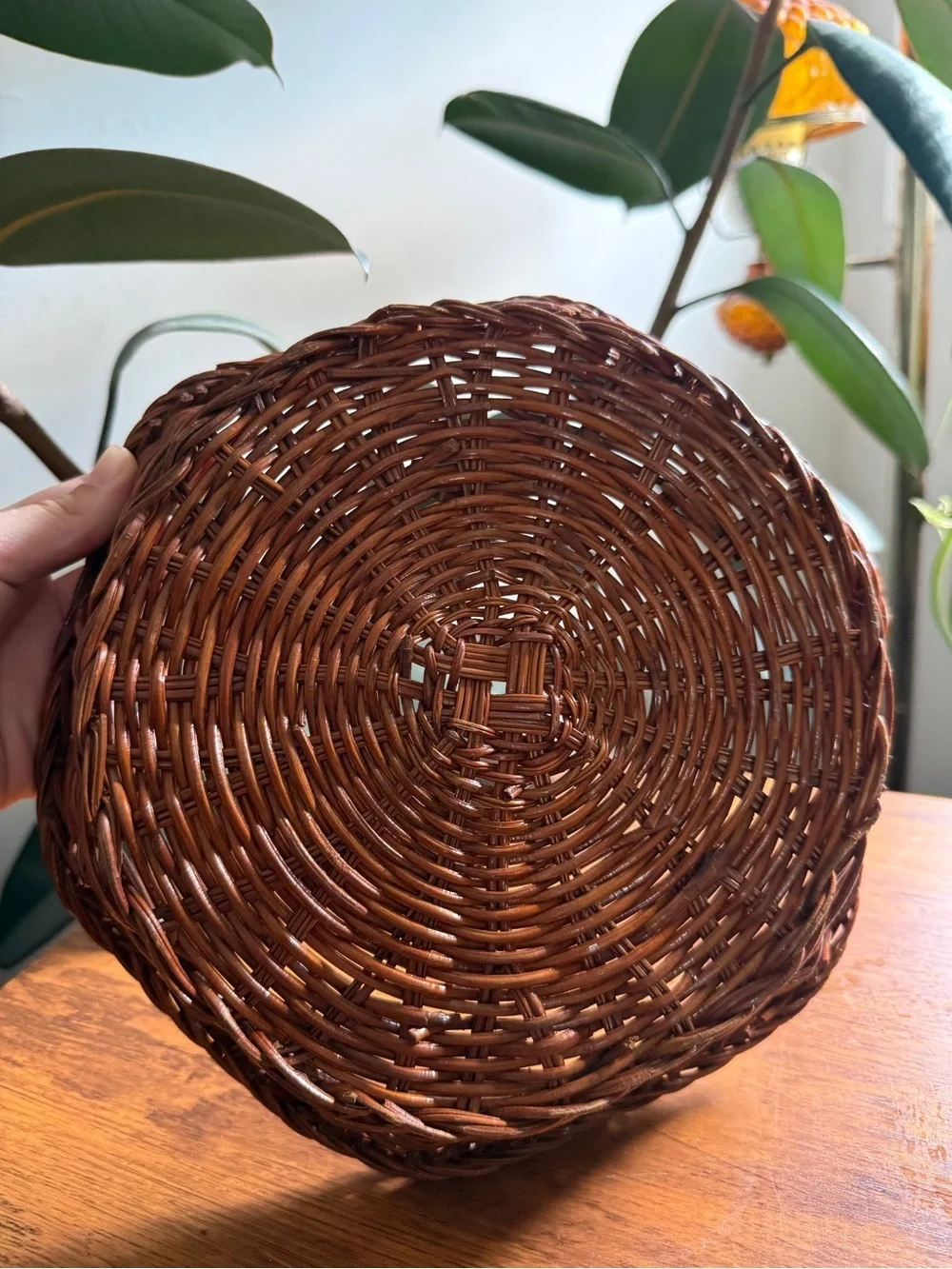 Woven Round hexagon Decorative Basket - Brown